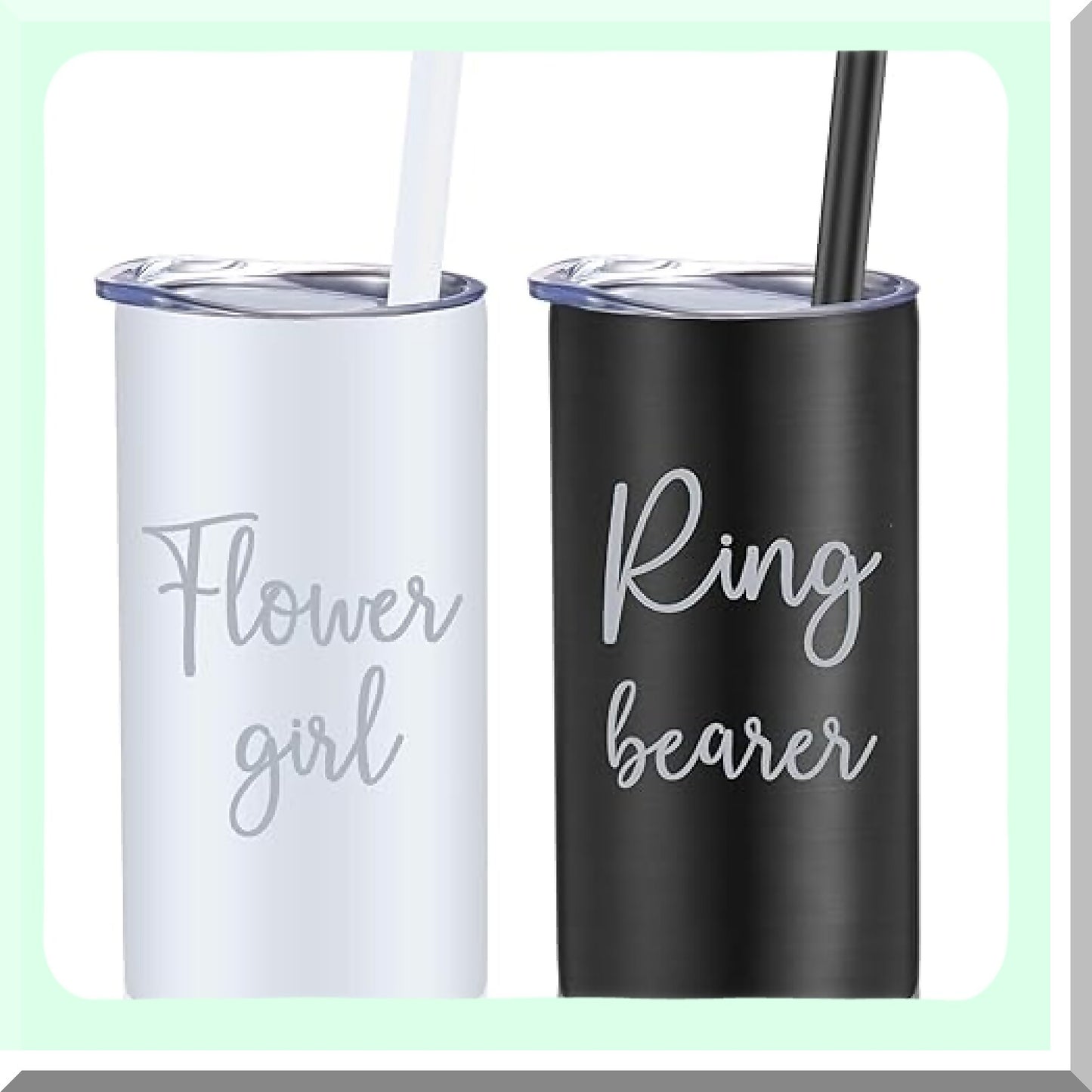 Flower Girl and Ring Bearer Gift Set with Stainless Steel Cups