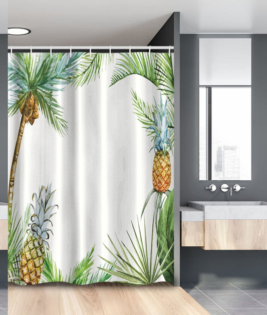 Watercolor Pineapple Tropical Shower Curtain 54x78