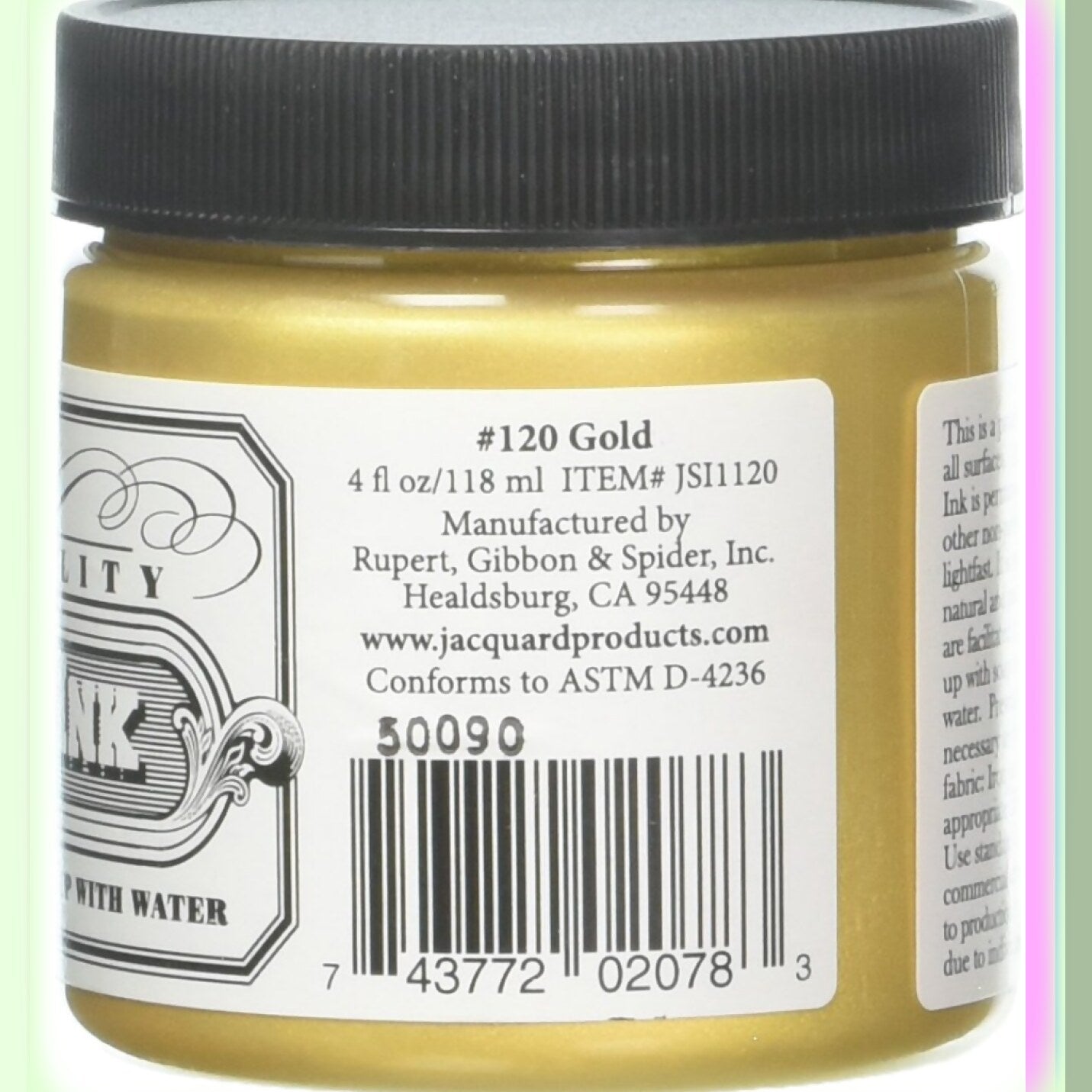 Golden AquaPrint Water-Soluble Screen Print Ink 4oz Gold