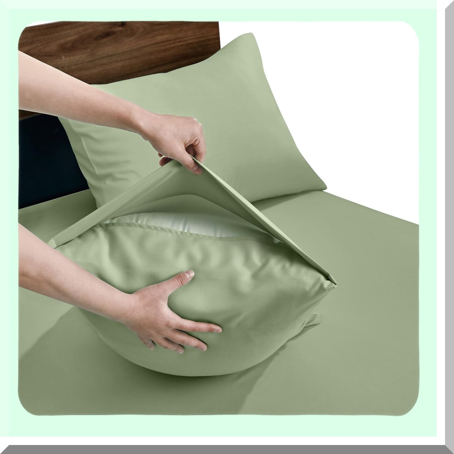 Sage Green Microfiber Pillowcase Set - Queen Size 12 Pack - Soft Brushed Fabric - Envelope Closure - 20x30 Inches - Bulk Pillow Case Set for Home, Hotels, Schools