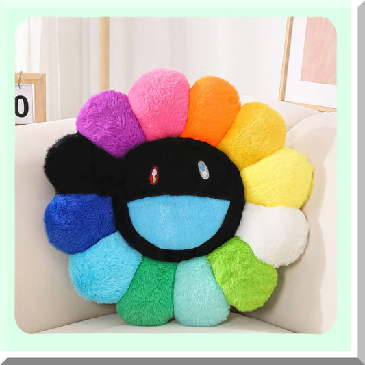 Sunflower Bliss Cushion - Colorful Flower Shaped Throw Pillow for Sofa, Bedroom, Car - Cute Room Decor Plush Pillow - 60CM/23.6in Floor Cushion