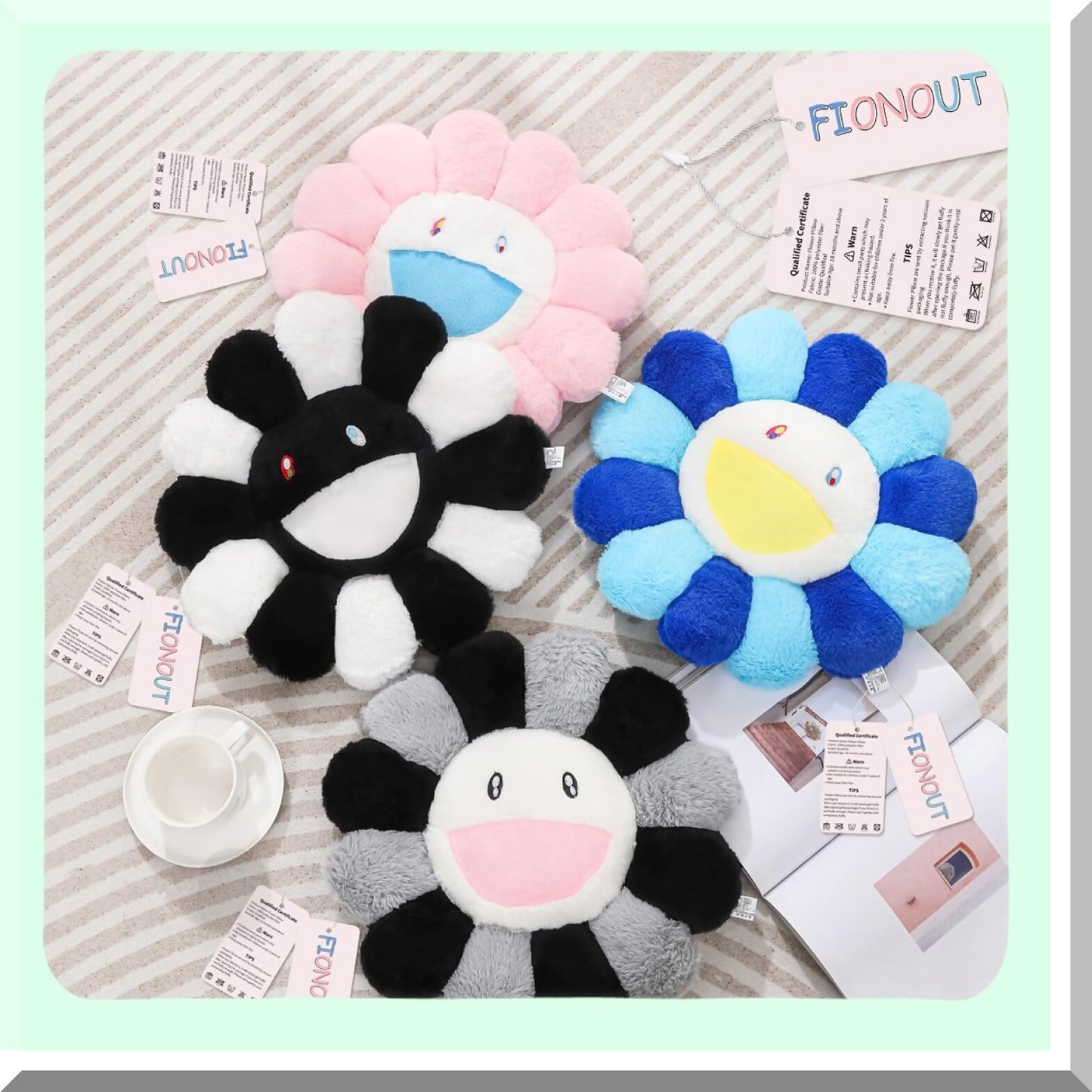 Sunflower Bliss Cushion - Colorful Flower Shaped Throw Pillow for Sofa, Bedroom, Car - Cute Room Decor Plush Pillow - 60CM/23.6in Floor Cushion