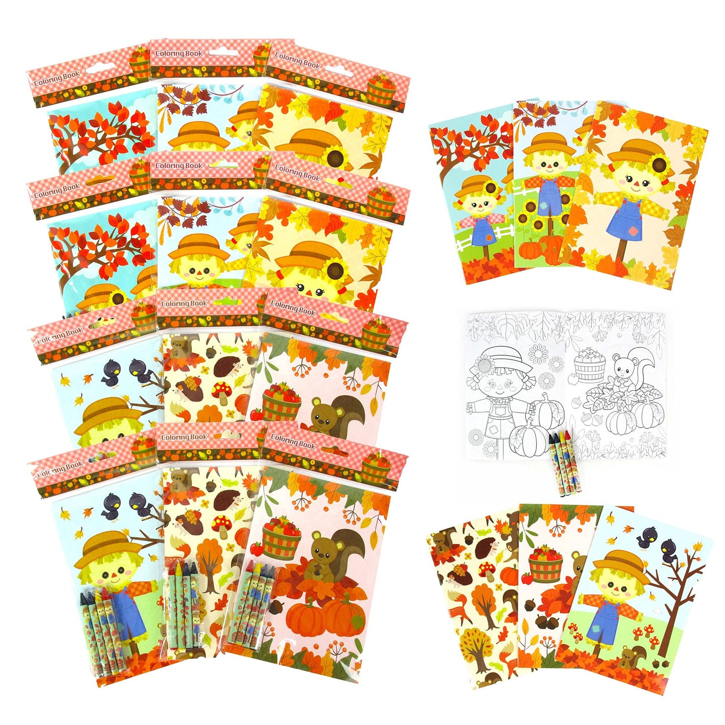 Fall Harvest Coloring Book Set for Kids Party Favors