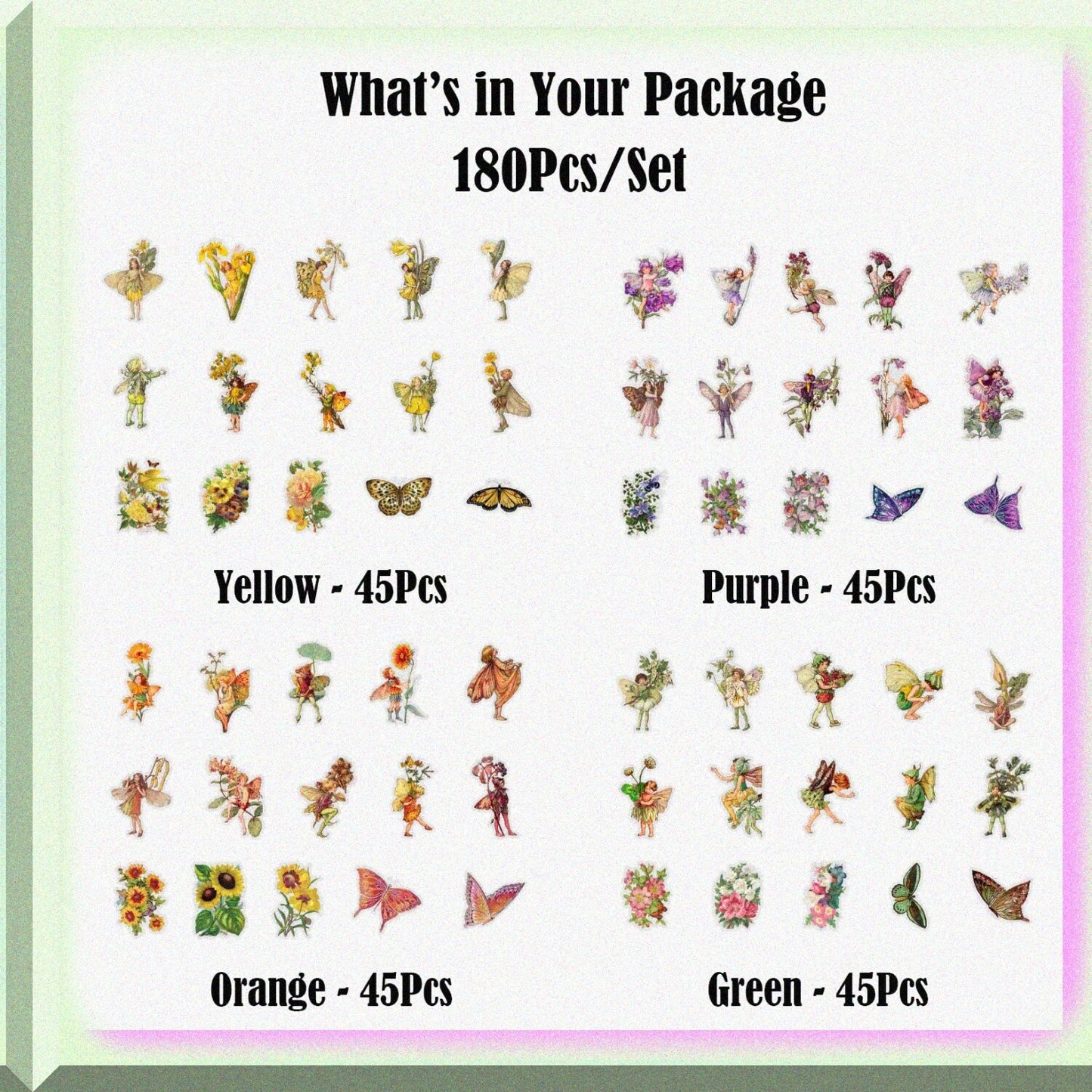 Vintage Fairy Stickers 180Pcs for Journaling and Scrapbooks
