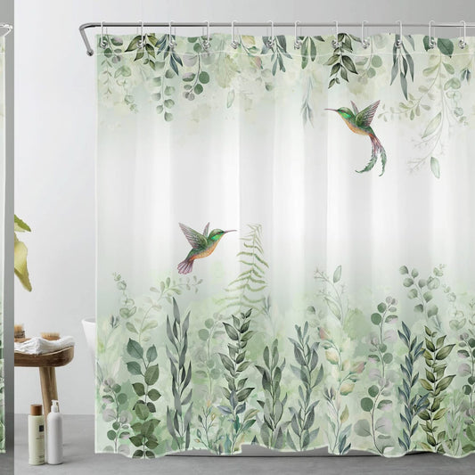 Sage Green Leaves Shower Curtain 72x72 Inches