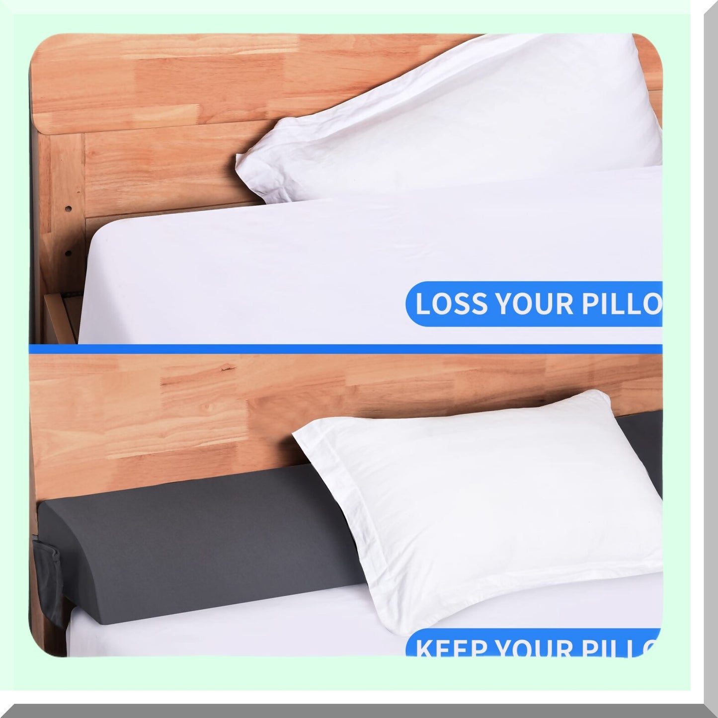Headboard Gap Guard - Queen Size Bed Wedge Pillow - Mattress Headboard Filler - Close The Gap - Arched Gray - 10"x6"x60" - 0-7" - Headboard Pillow