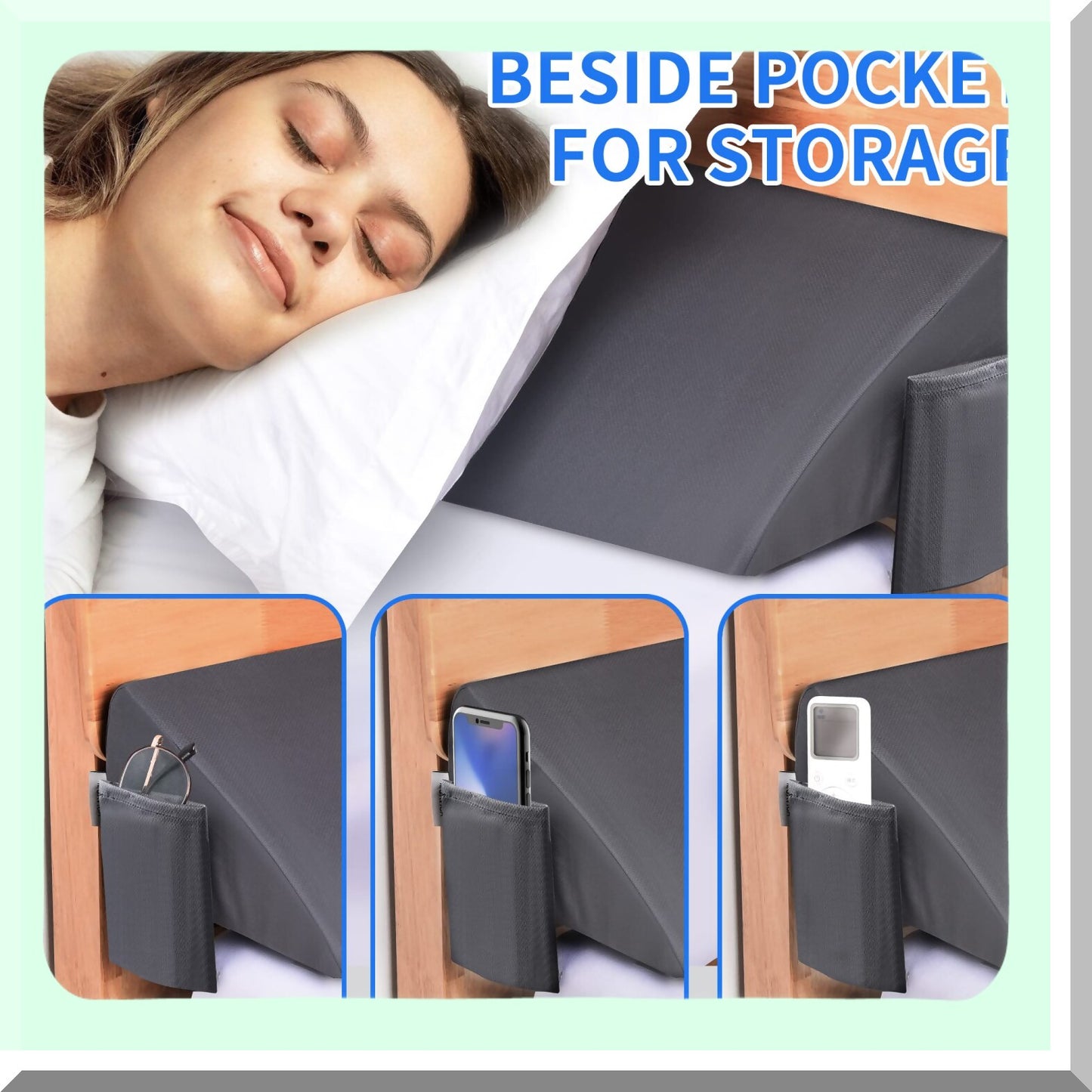 Headboard Gap Guard - Queen Size Bed Wedge Pillow - Mattress Headboard Filler - Close The Gap - Arched Gray - 10"x6"x60" - 0-7" - Headboard Pillow