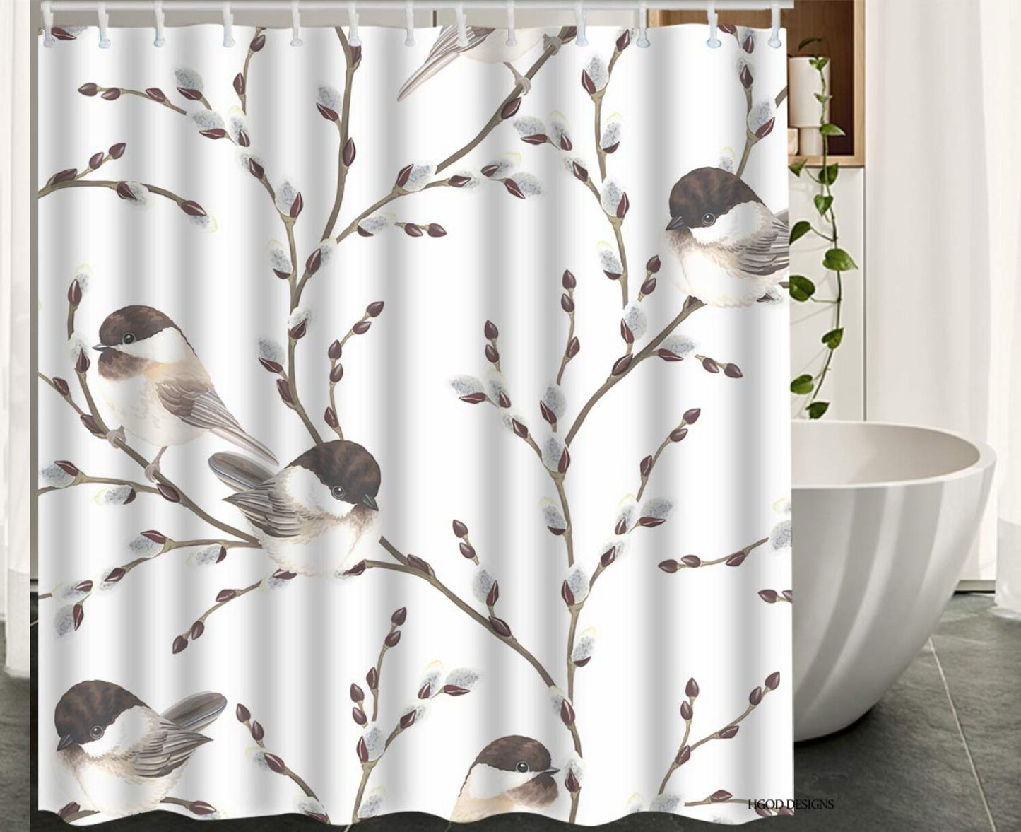 Bird Shower Curtain 72x78 Inch Waterproof Polyester