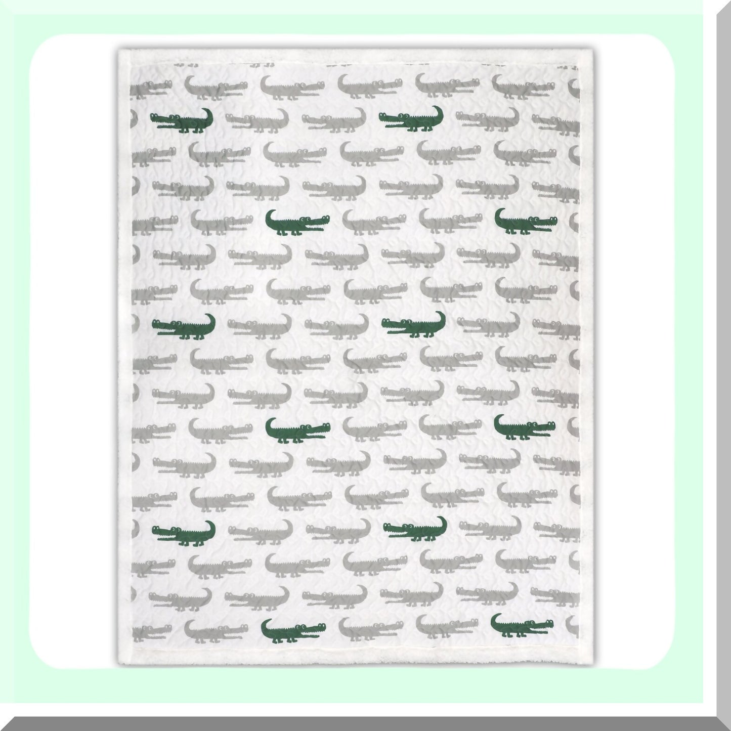 CozyCroc Sherpa Throw Blanket, 60" x 50", Gray/Green"