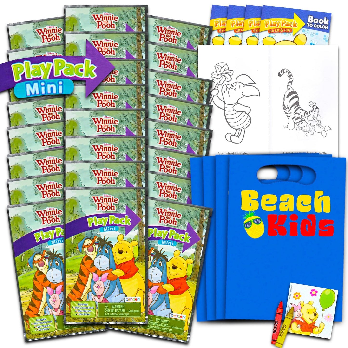 Winnie Pooh Party Pack - 24 Grab n Go Play Packs with Coloring Pages, Stickers & More! Perfect for Kids Birthday Supplies & Favors