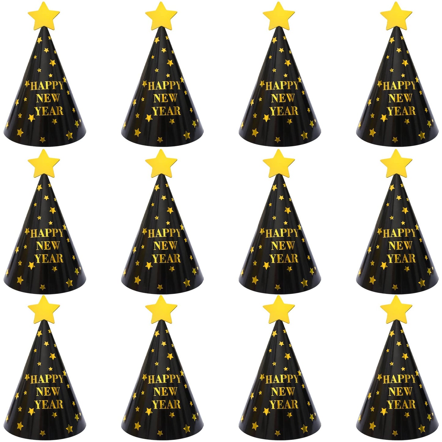 Festive 2024 Party Hat Pack - 12 Happy New Years Eve Hats & Decorations for New Years Eve Party Supplies - Celebrate 2024 in Style with Party Hats