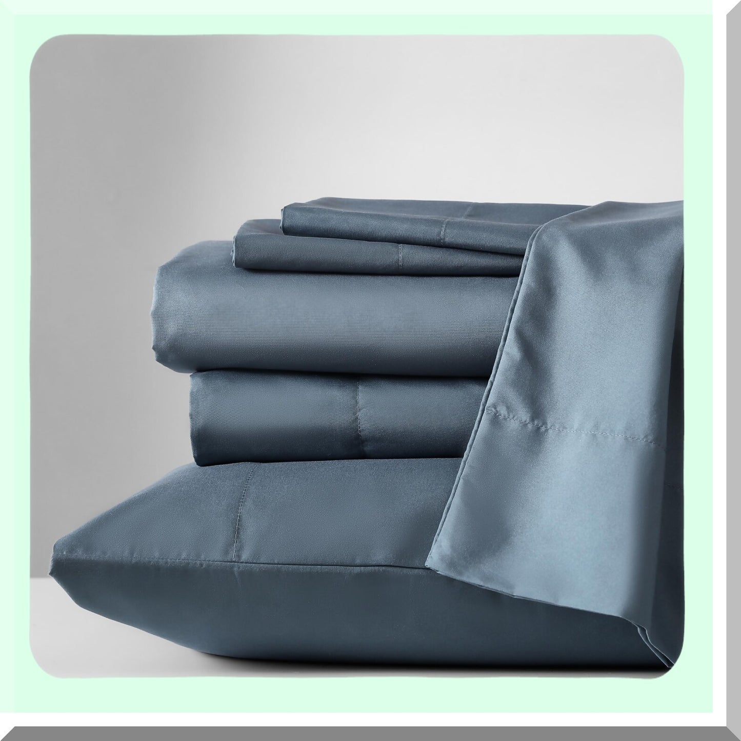 CoolBreeze EcoSoft Queen Sheet Set - 6-Piece Bedding, Wrinkle-Resistant & Cooling, Solid Blue - Sustainable Recycled Polyester - Luxurious Comfort & Quality - Solutions for a Restful Sleep