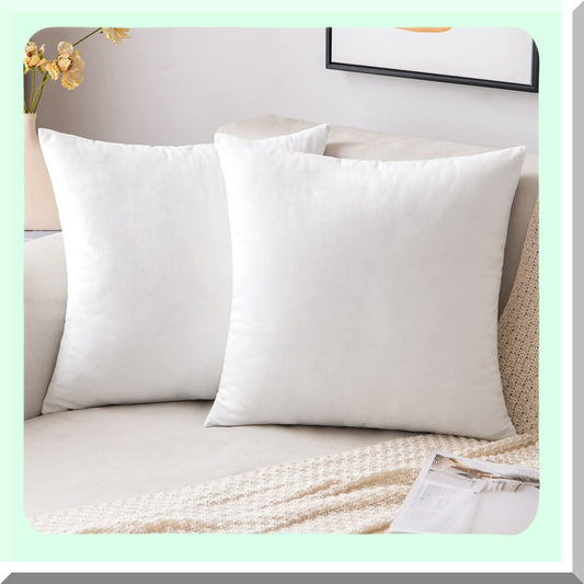 VelvetSoft Square Pillowcase Set - 2 Pack Decorative Cushion Covers for Sofa, Bedroom, Chair, Car - 18x18 Inch White - Plush Throw Pillow Cover