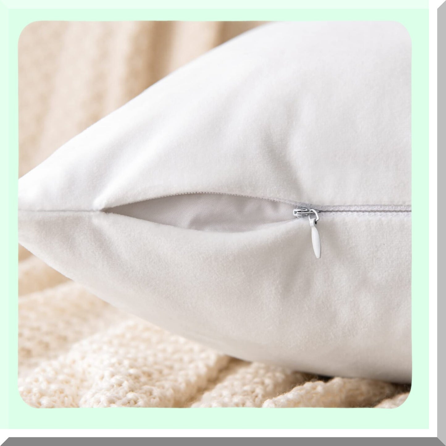 VelvetSoft Square Pillowcase Set - 2 Pack Decorative Cushion Covers for Sofa, Bedroom, Chair, Car - 18x18 Inch White - Plush Throw Pillow Cover