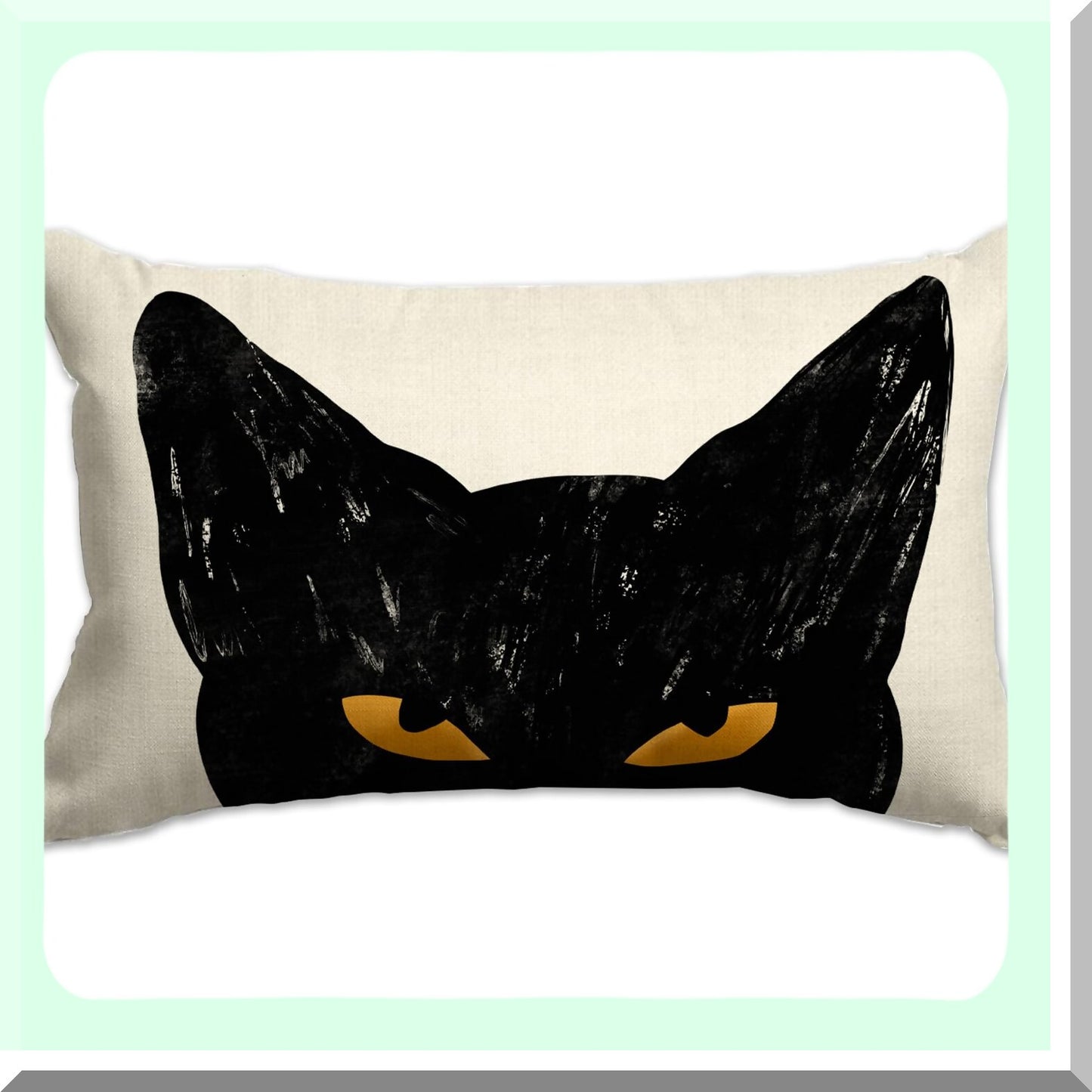 Black Cat Lumbar Pillow Cover - Outdoor Decorative Home Sofa Decoration - 12x20 Decorations Pillows