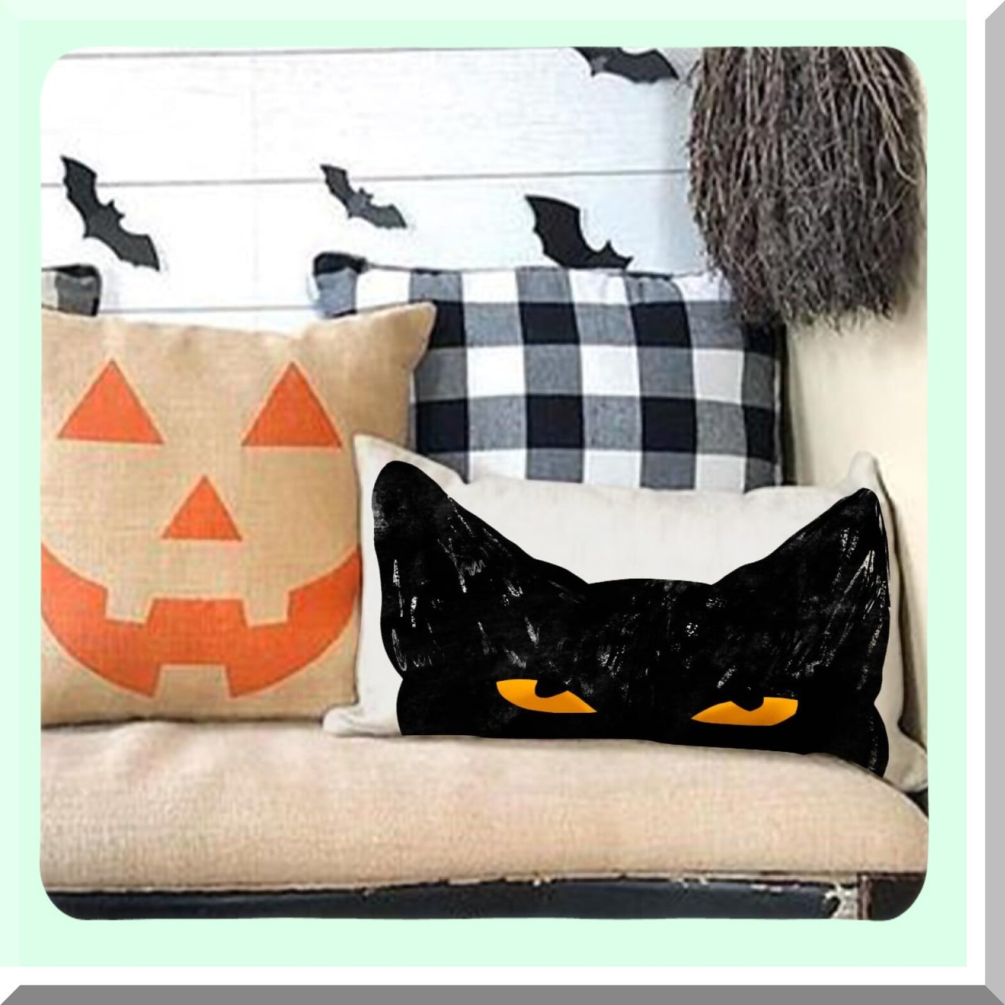 Black Cat Lumbar Pillow Cover - Outdoor Decorative Home Sofa Decoration - 12x20 Decorations Pillows