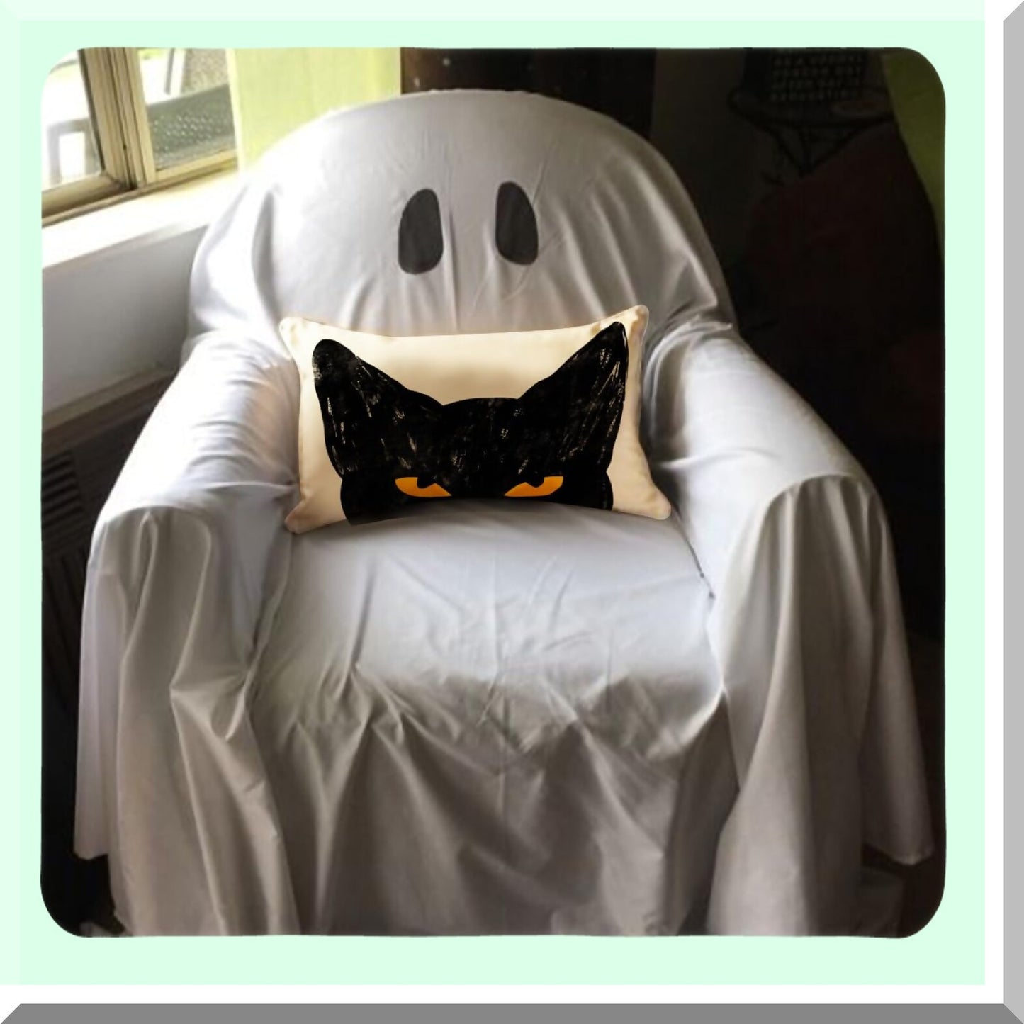 Black Cat Lumbar Pillow Cover - Outdoor Decorative Home Sofa Decoration - 12x20 Decorations Pillows