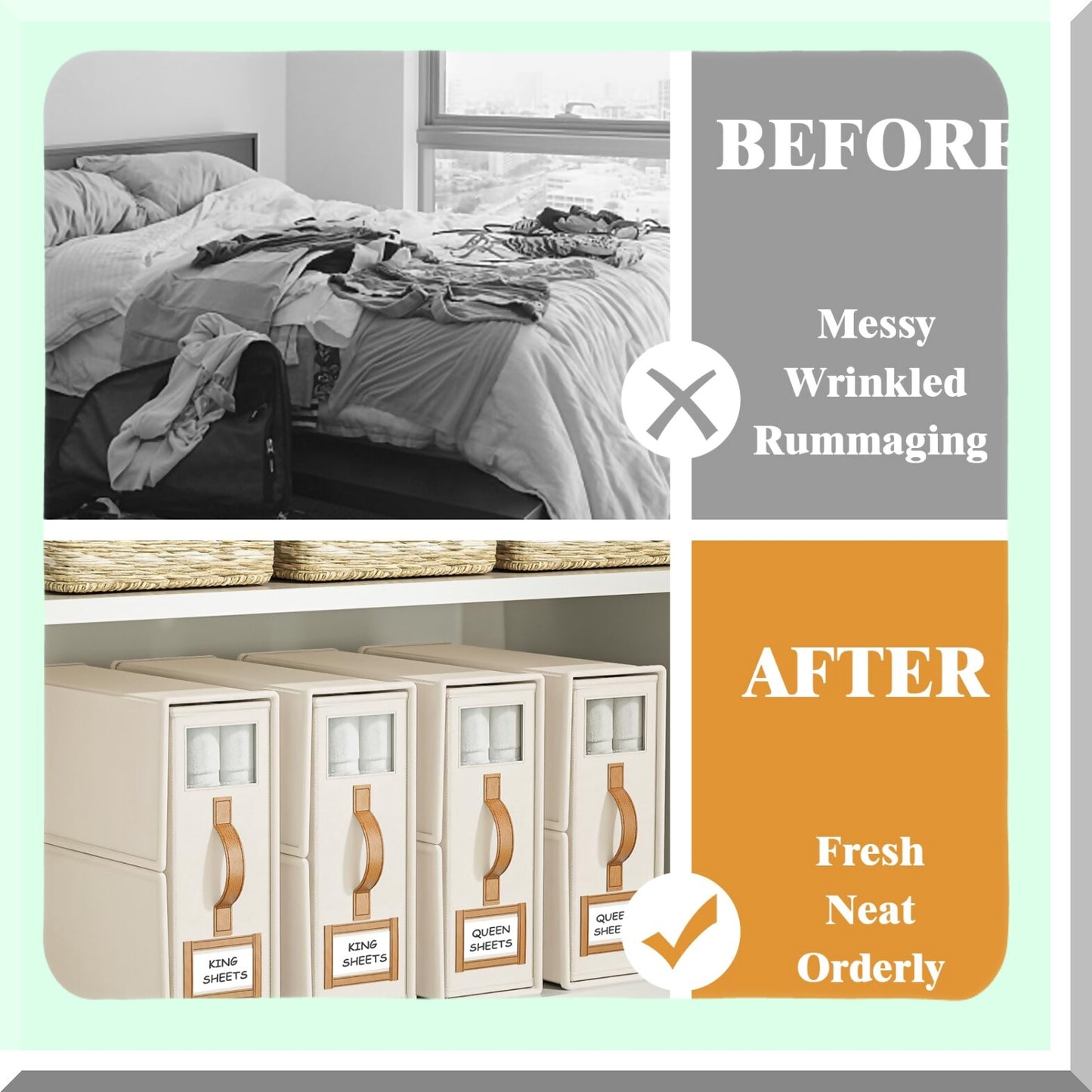 Queen Linen Foldable Bed Sheet Storage Cube