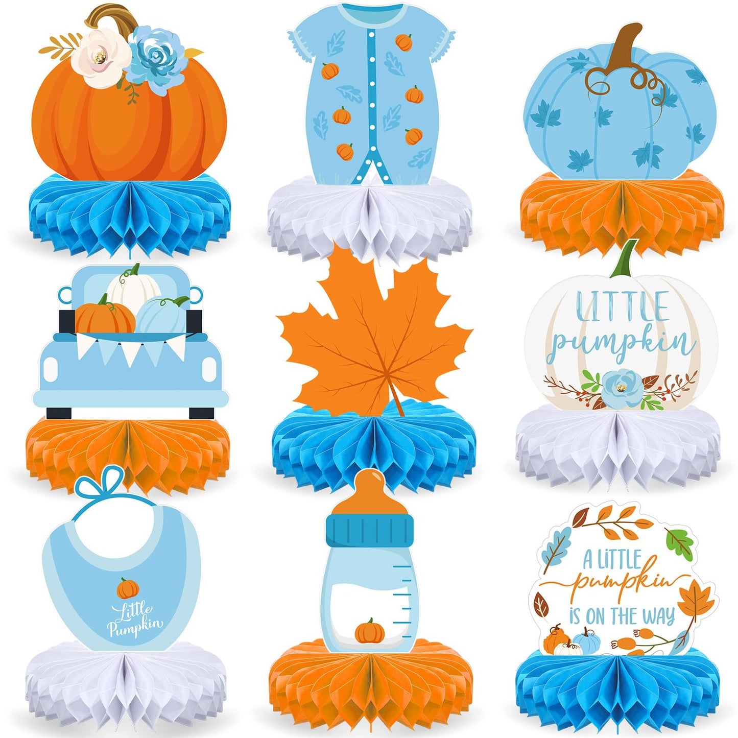 9 Pcs Fall Honeycomb Centerpieces for Thanksgiving and Baby Shower