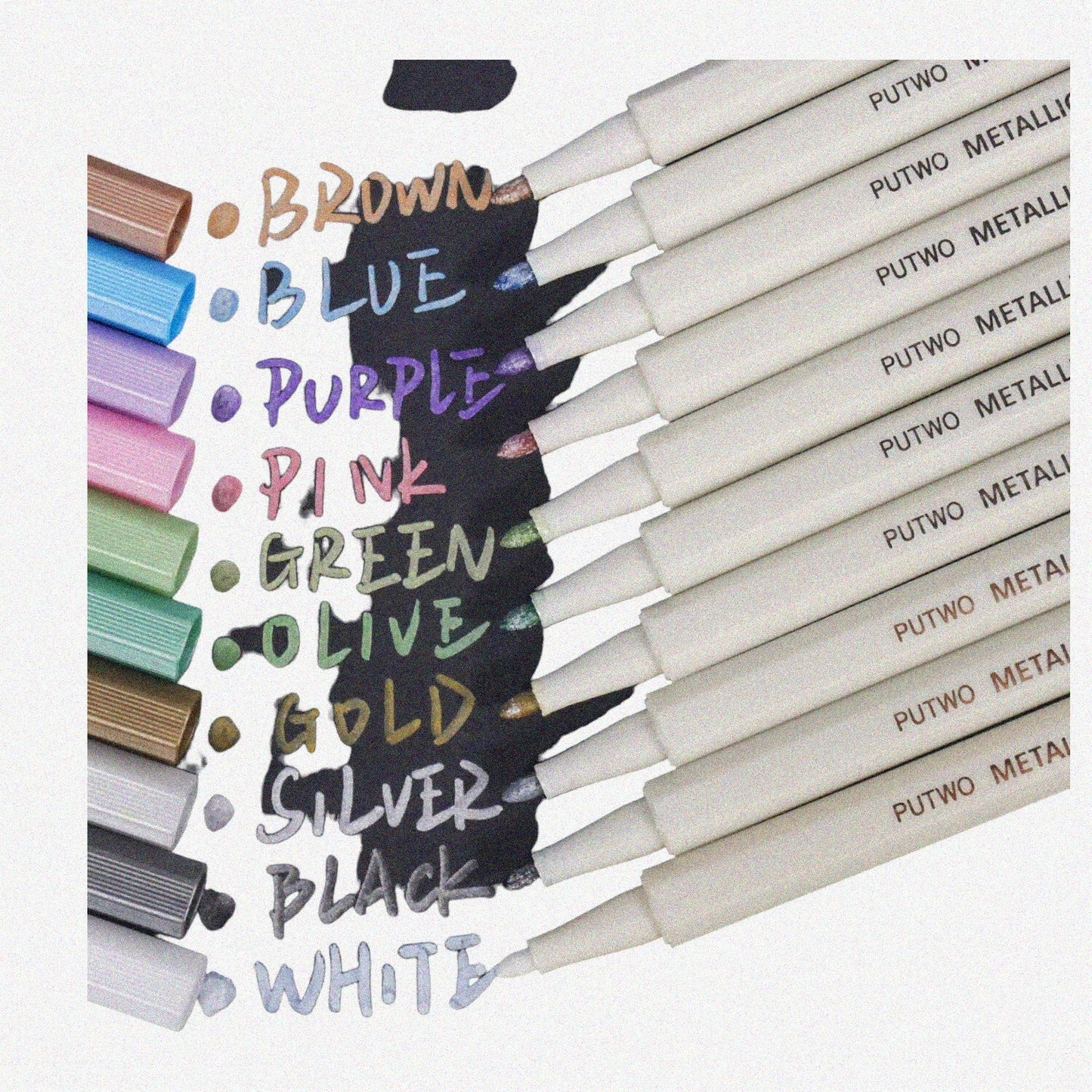 Set of 10 Metallic Marker Pens Multicolor