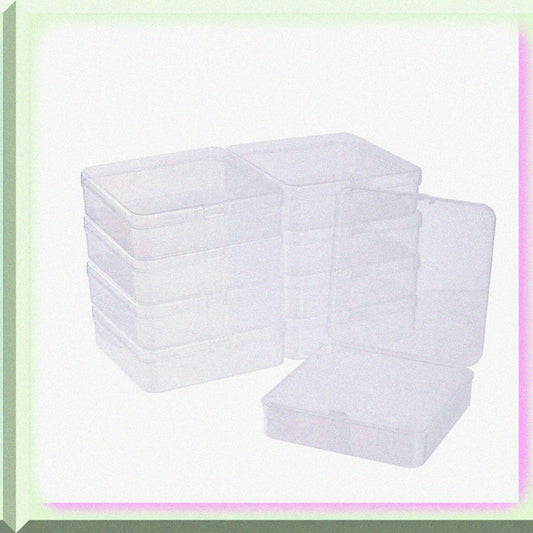 10 Pack Square Clear Plastic Bead Storage Containers 3.74x3.74x1.18"