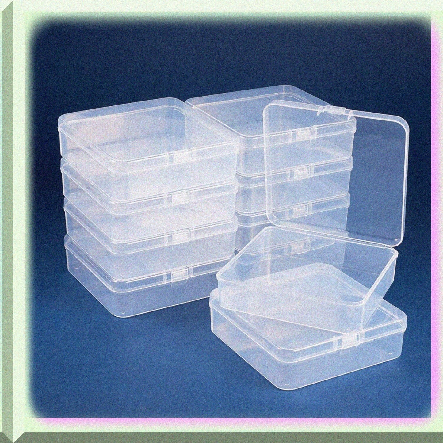 10 Pack Square Clear Plastic Bead Storage Containers 3.74x3.74x1.18"