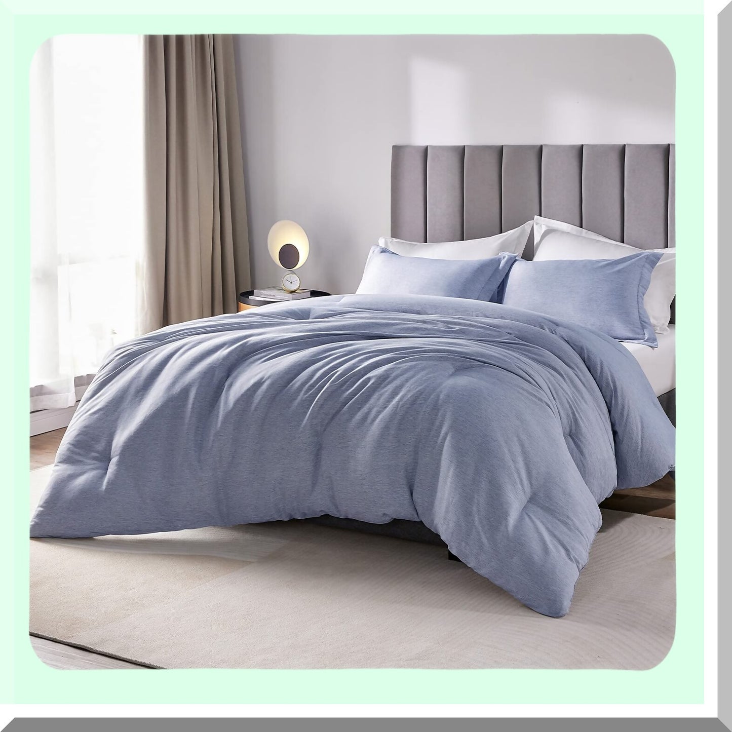 Blue CaliLux Comforter Set - 3 Piece Luxury Bedding Set | All Season Soft & Breathable | Lightweight Fluffy Comforter with 2 Pillow Shams | California King Size