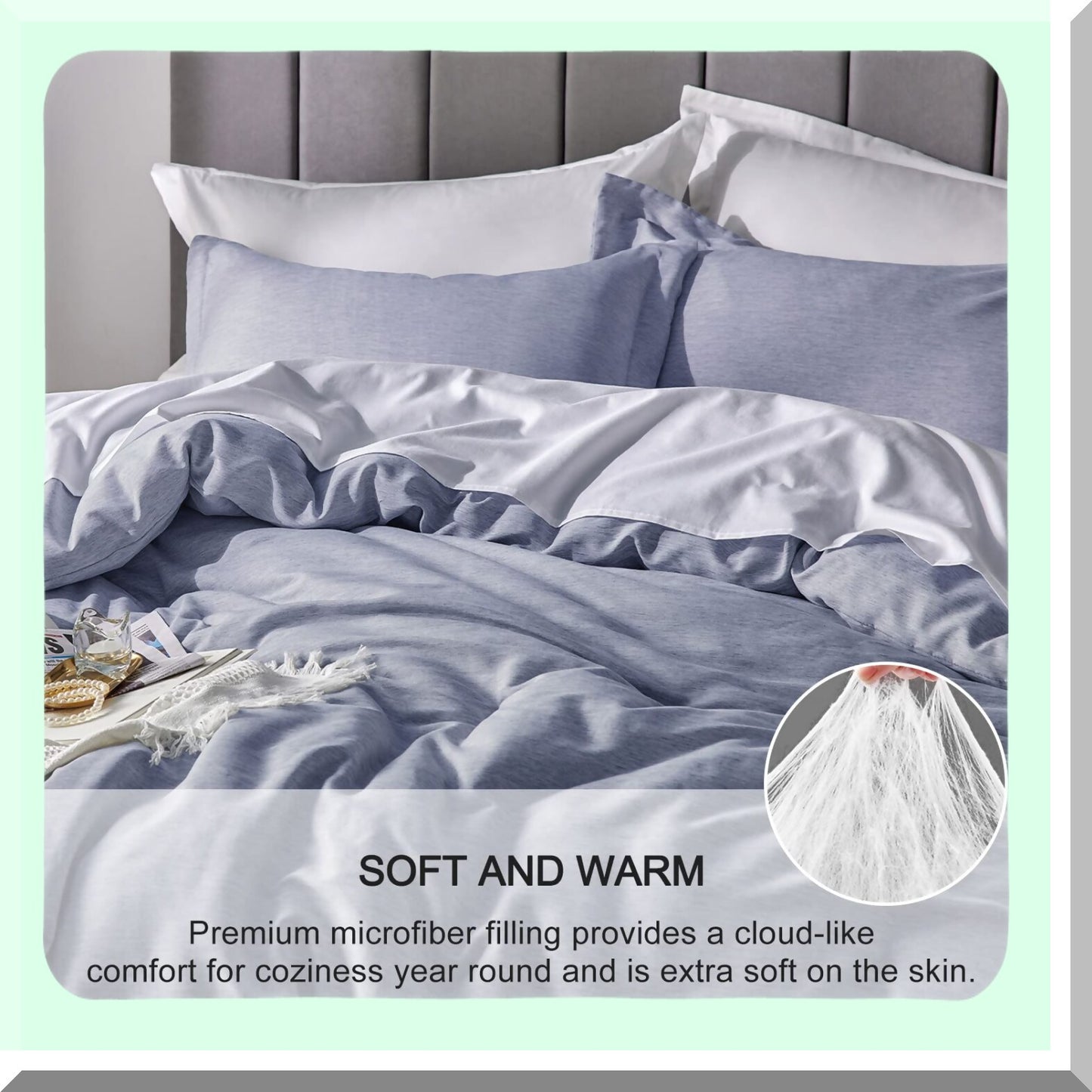 Blue CaliLux Comforter Set - 3 Piece Luxury Bedding Set | All Season Soft & Breathable | Lightweight Fluffy Comforter with 2 Pillow Shams | California King Size