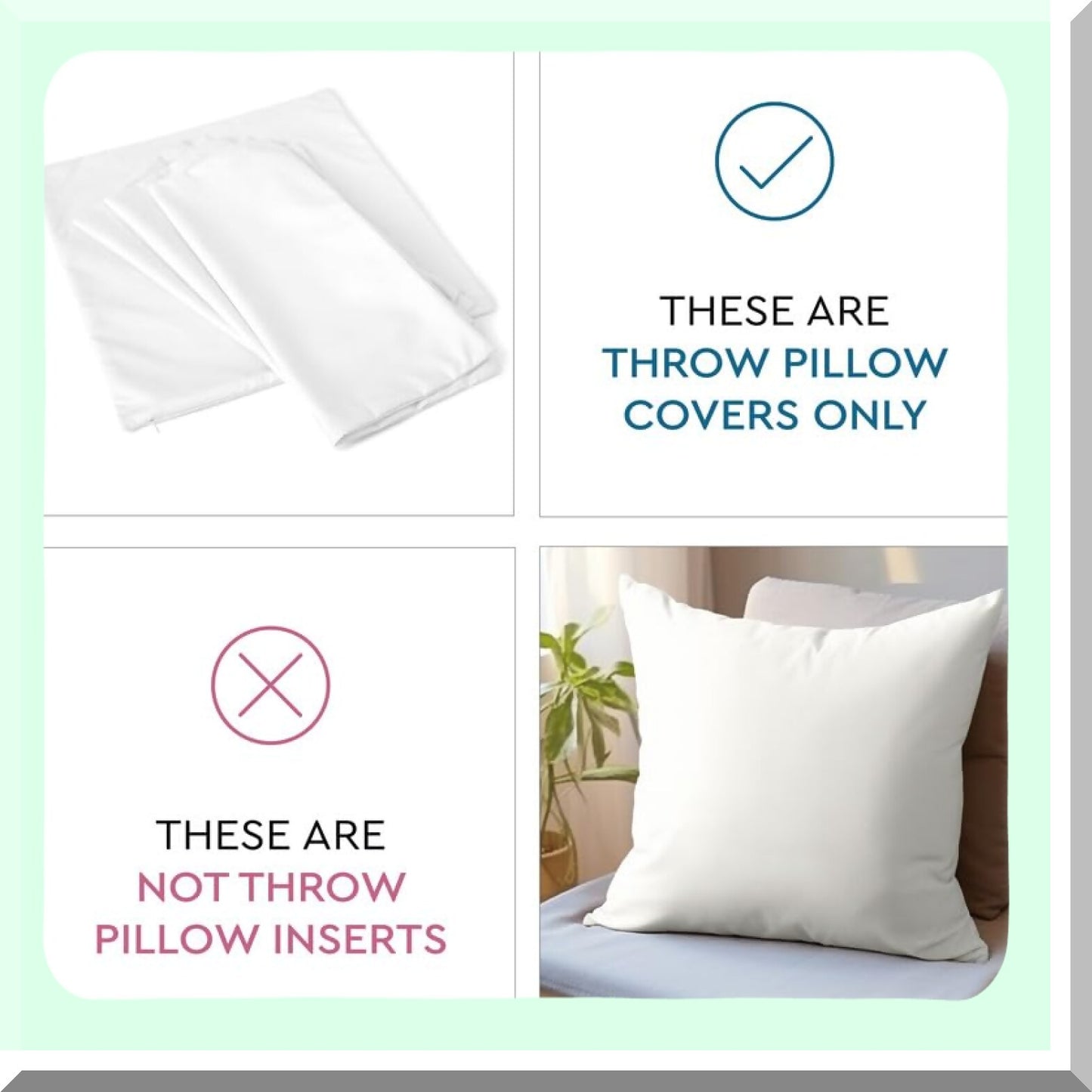 Fall Harvest Cotton Canvas Pillow Covers - Set of 2 White 12x12 - Hidden Zipper Decorative Cushion Covers for Thanksgiving Decor