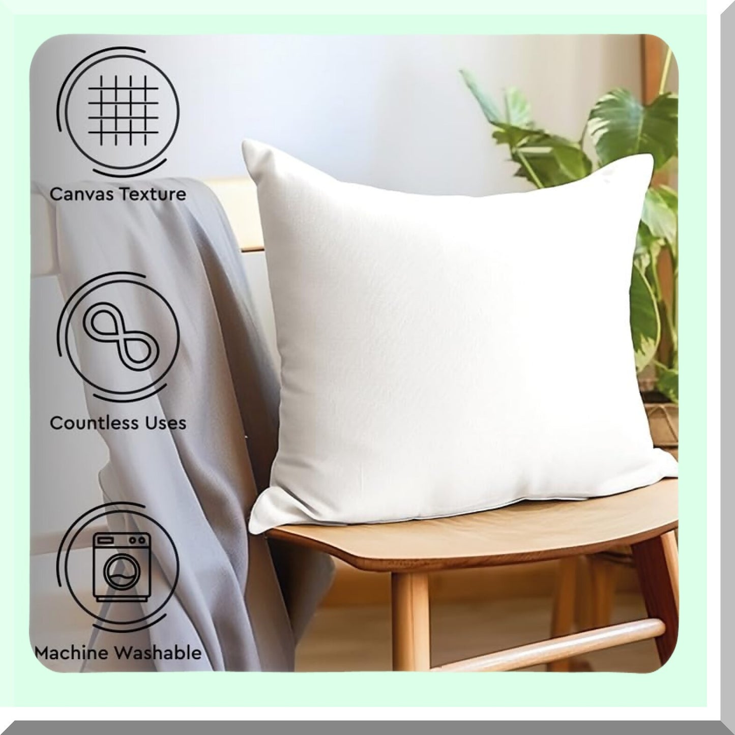 Fall Harvest Cotton Canvas Pillow Covers - Set of 2 White 12x12 - Hidden Zipper Decorative Cushion Covers for Thanksgiving Decor