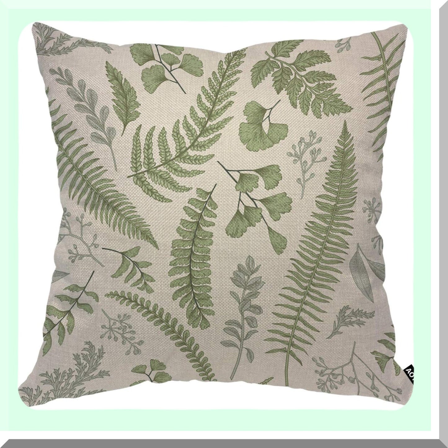 Botanical Bliss Pillow Cover - Herbs & Fern Foliage 18x18 Inch Luxury Decorative Cushion for Home Couch Bed - Nature Inspired Room Decor for Men, Women, Boys & Girls