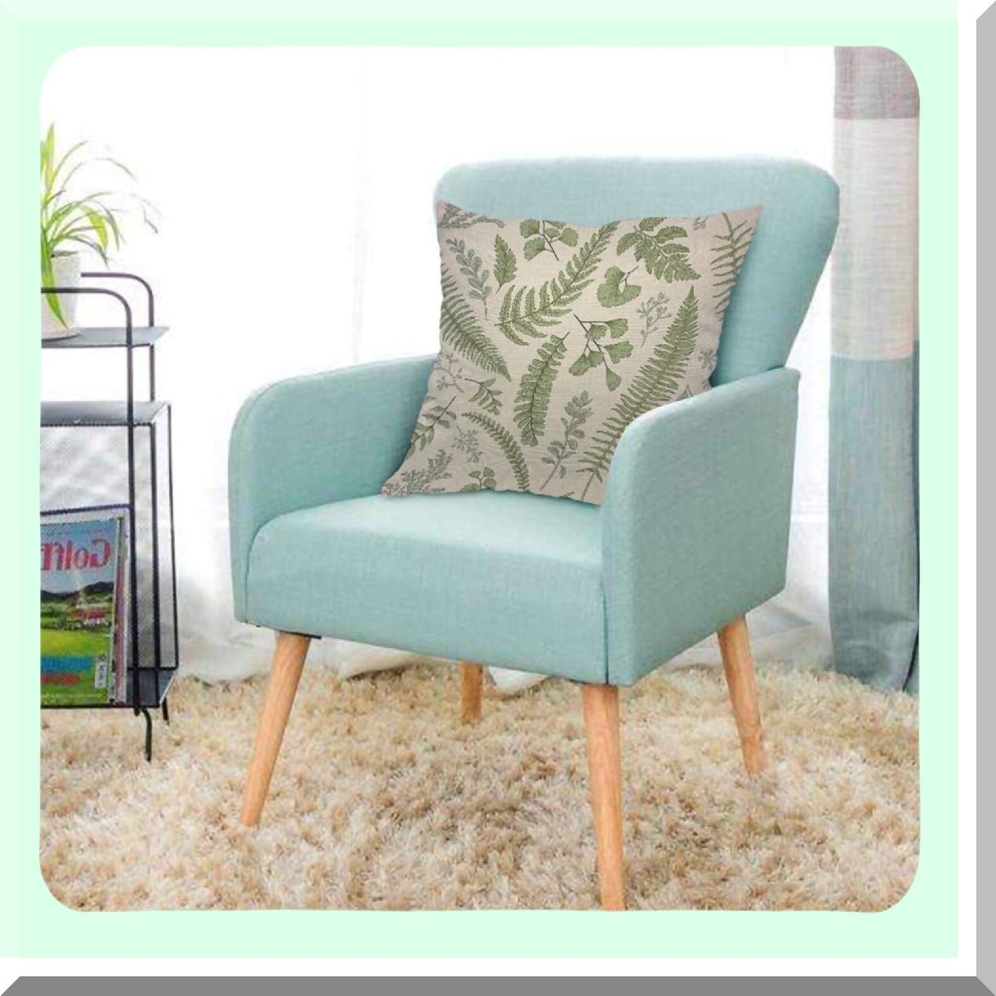 Botanical Bliss Pillow Cover - Herbs & Fern Foliage 18x18 Inch Luxury Decorative Cushion for Home Couch Bed - Nature Inspired Room Decor for Men, Women, Boys & Girls