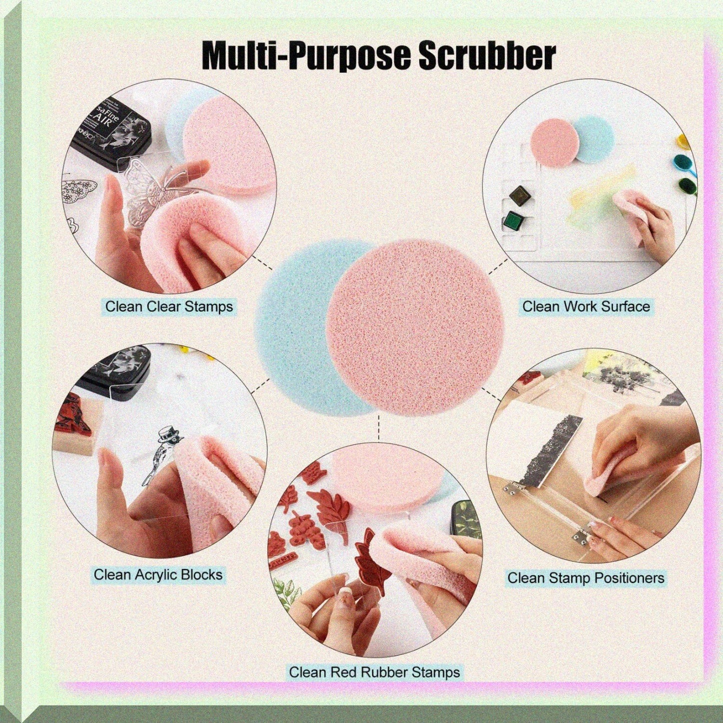5 Pcs Stamp Cleaning Sponge and Cloth Set