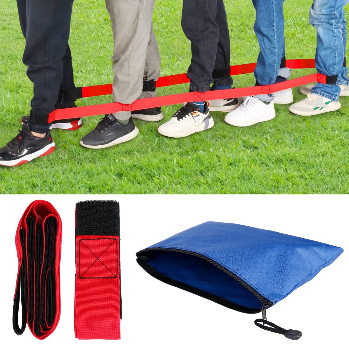 Race Bandz - Durable 5 Legged Tie Rope for Kids & Adults. Perfect for Field Day, Team Building, Family Relay Races. Indoor & Outdoor Party Supplies.