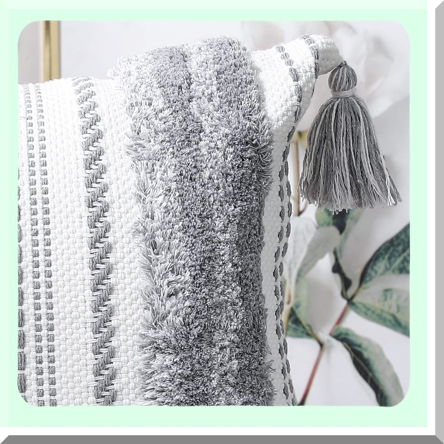 Boho Chic Grey Black Pillowcase Set - Modern Farmhouse Decor Cushion Covers 18x18 for Couch Bed Sofa Living Room - Cute Accent Throw Pillow Covers