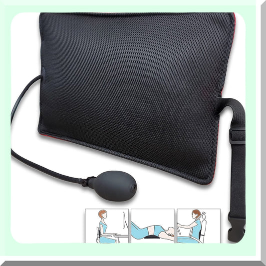 AirFlex Lumbar Support Cushion - Inflatable Pillow for Office Chair & Car Seat, Back Pain Relief with Air Pump - Ergonomic Back Support