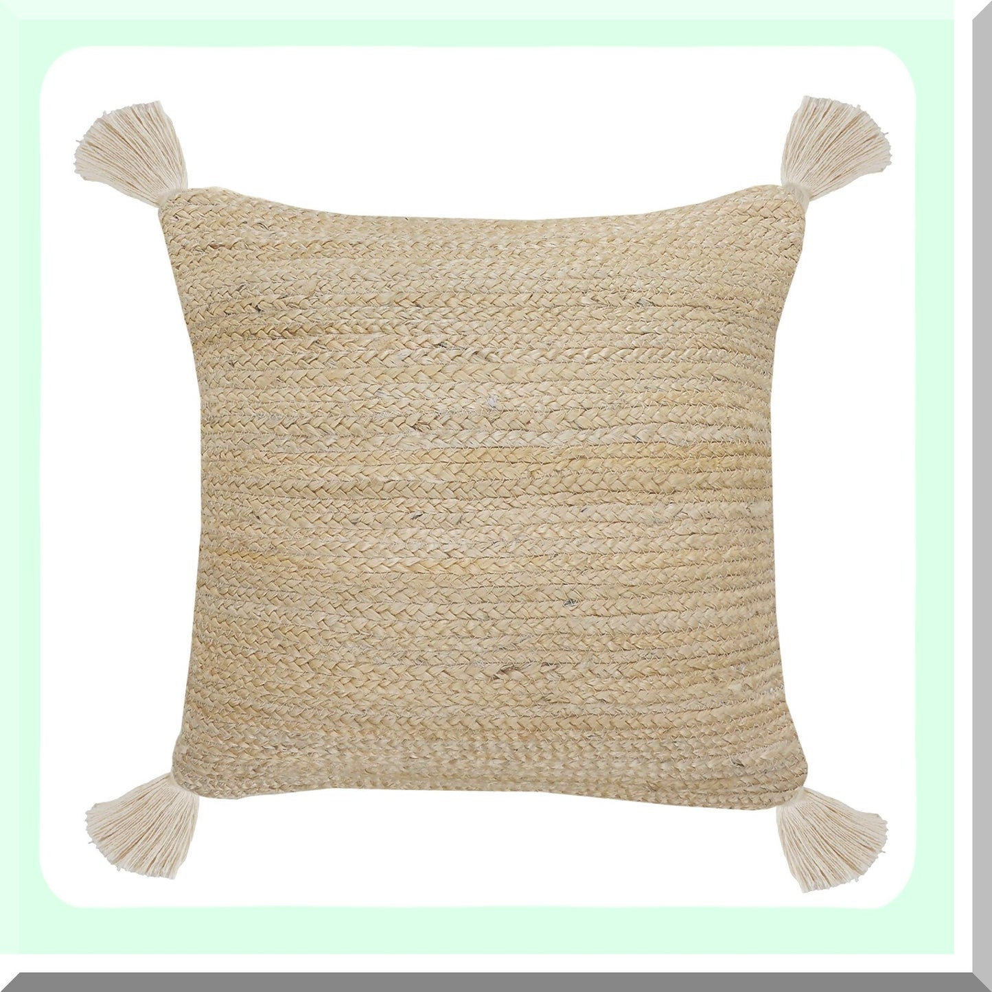 Eco-Friendly Jute Textured Throw Pillow - Sustainable Home Decor Accent - Natural Tan Color - Handwoven Cushion Cover - 1 Count Pack