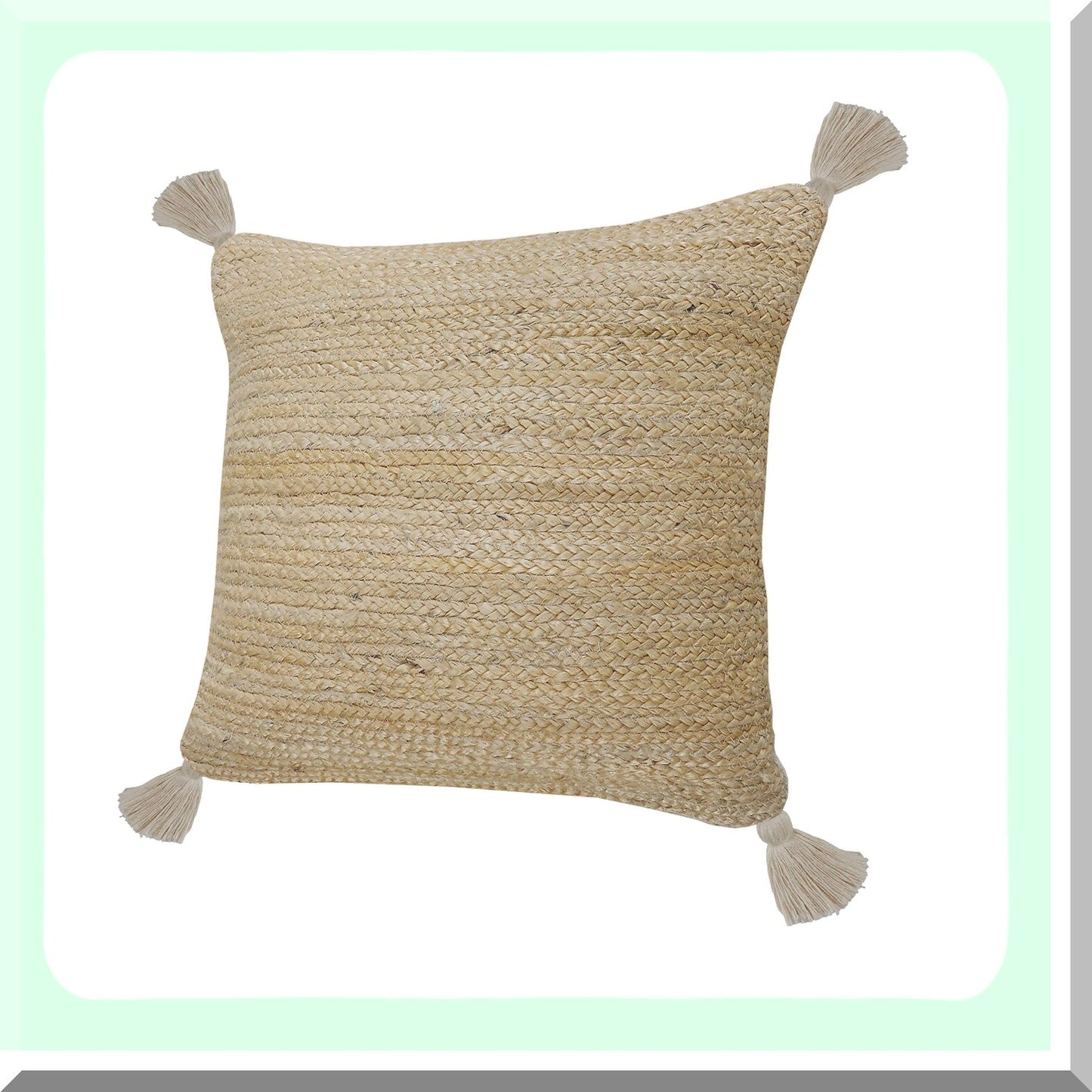 Eco-Friendly Jute Textured Throw Pillow - Sustainable Home Decor Accent - Natural Tan Color - Handwoven Cushion Cover - 1 Count Pack