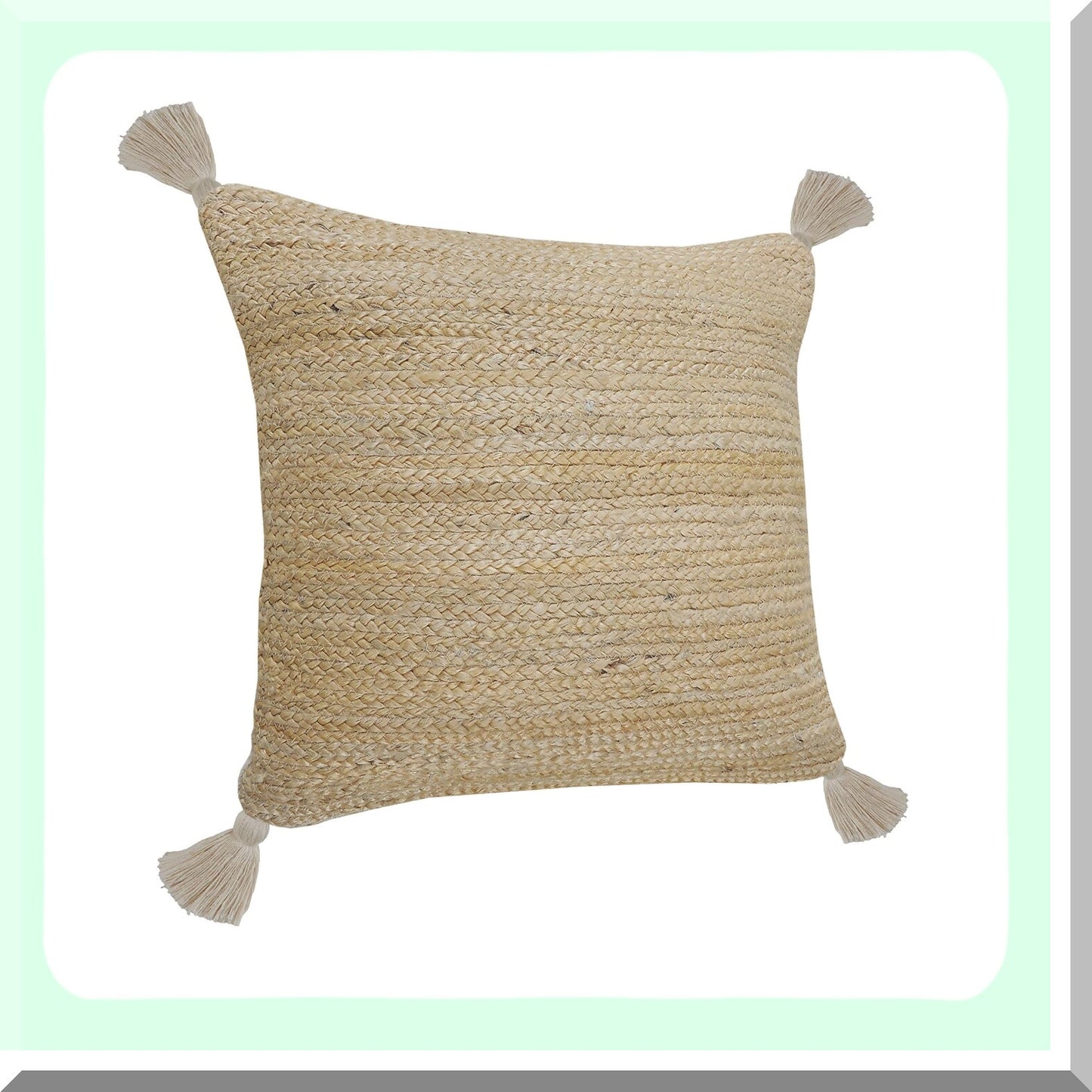 Eco-Friendly Jute Textured Throw Pillow - Sustainable Home Decor Accent - Natural Tan Color - Handwoven Cushion Cover - 1 Count Pack