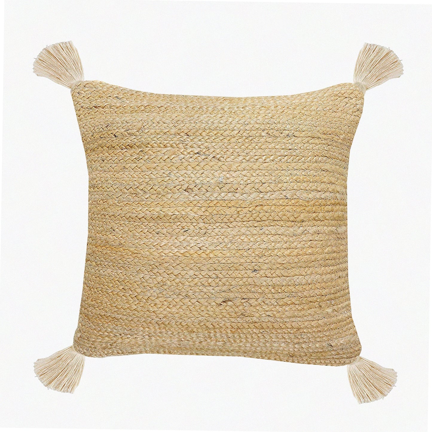 Eco-Friendly Jute Textured Throw Pillow - Sustainable Home Decor Accent - Natural Tan Color - Handwoven Cushion Cover - 1 Count Pack