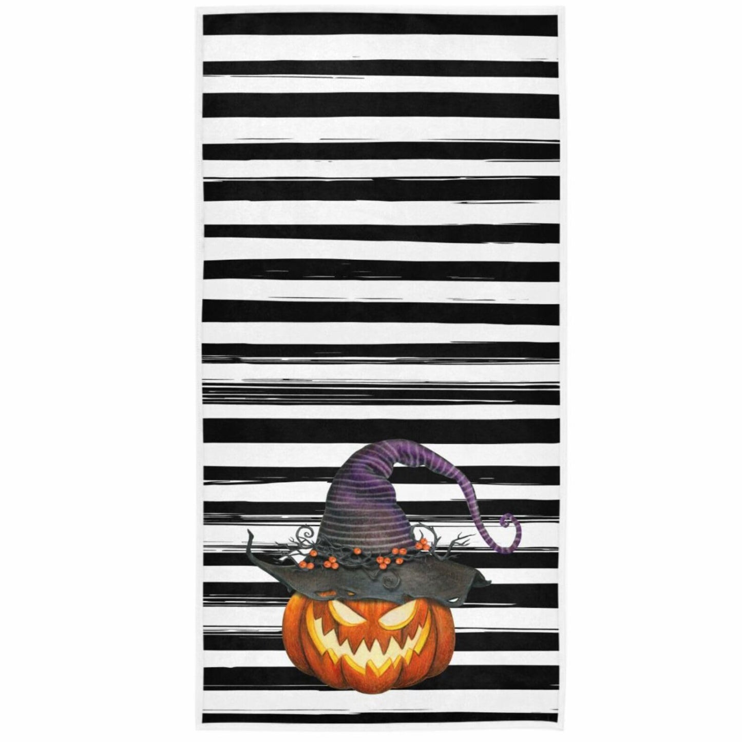 Pumpkin Hand Bath Towel 16x30 Black Striped