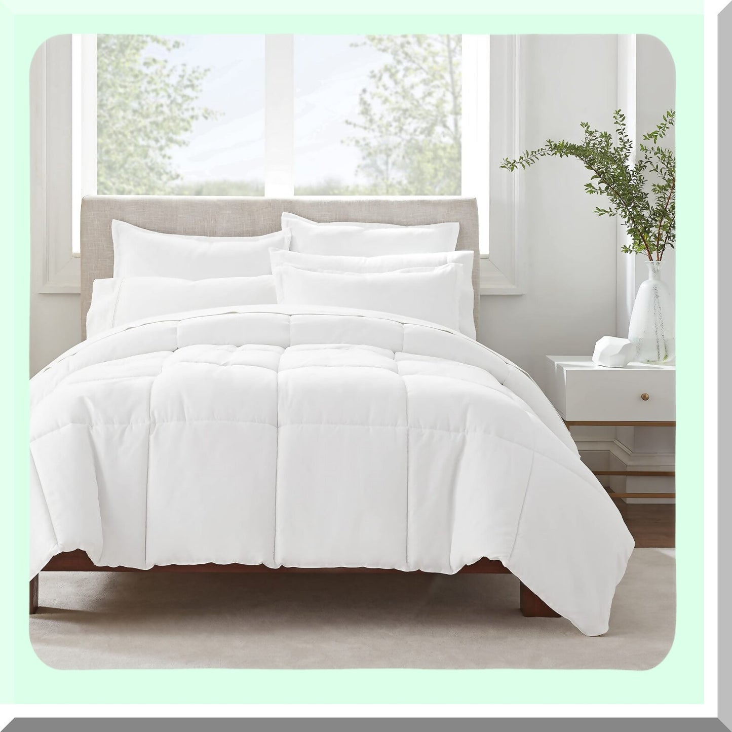 UltraSoft White Comforter Set - Hypoallergenic Solid 3-Piece Bedding Kit for Simply Clean Sleeping Experience