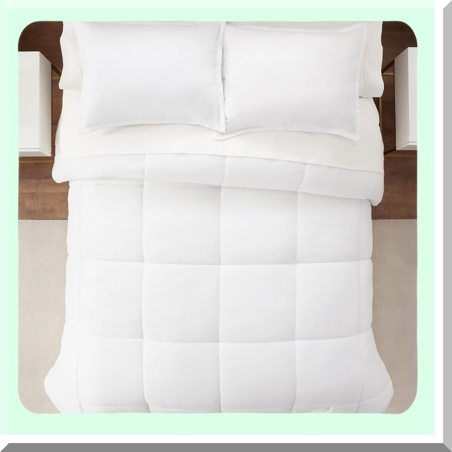 UltraSoft White Comforter Set - Hypoallergenic Solid 3-Piece Bedding Kit for Simply Clean Sleeping Experience