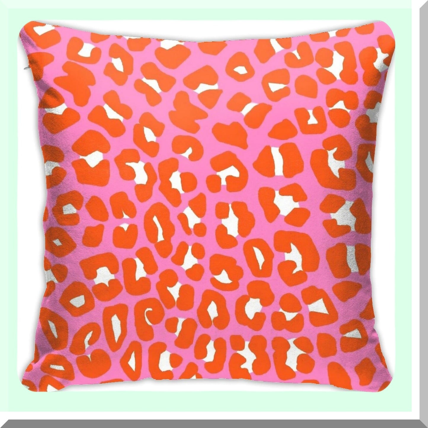Leopard Spots Preppy Aesthetic Pillow Covers - Decorative Throw Pillowcase for Home Decor - 18x18 Inch Square Couch Cushion Cover - Pink Orange Safari Print