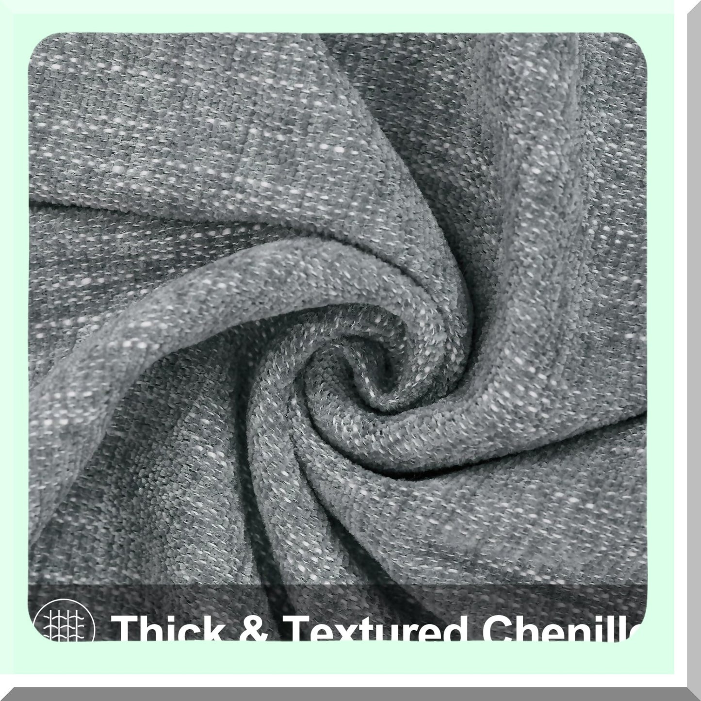 Farmhouse Chenille Textured Pillow Covers - Set of 2, 22x22 Square Decorative Throw Pillow Covers for Couch, Sofa, Bed - Grey Living Room Décor