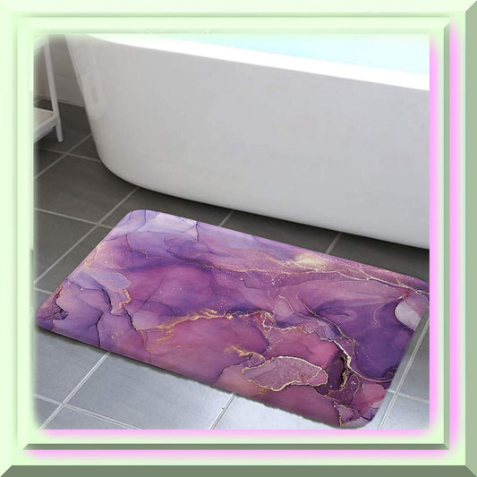 Purple Marble Flannel Bath Rug 17x29