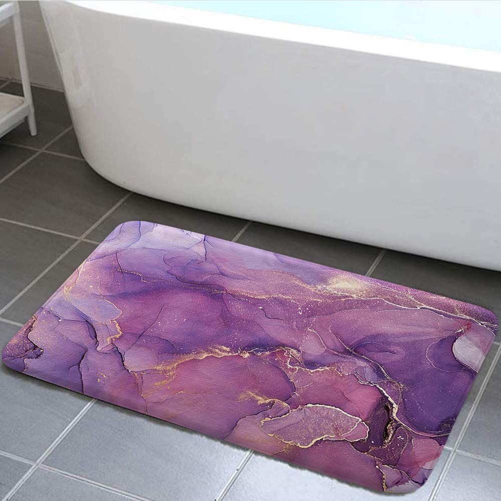 Purple Marble Flannel Bath Rug 17x29