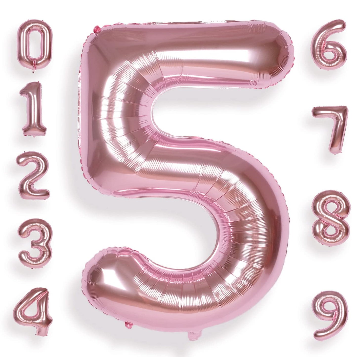 Rose Gold Jumbo Number Balloon Set - 40 Inch Big F Helium Balloons for 5th Birthday Party Decorations - Giant Mylar Anniversary Supplies for Boys and Girls