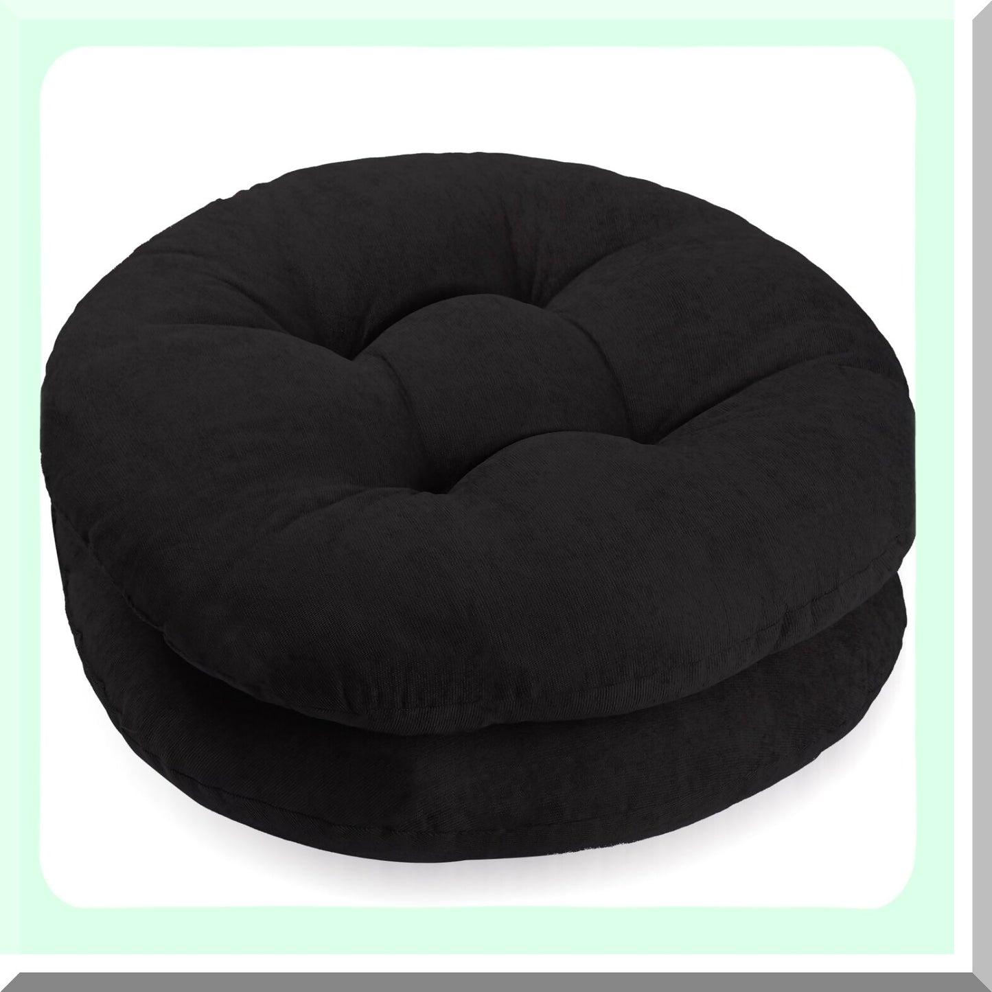 22-Inch Round Corduroy Floor Cushions - Set of 2 | Large Circle Chair Pillows for Tatami Sofa, Living Room, Outdoor Seating | Black Round Cushion for Floor Sitting