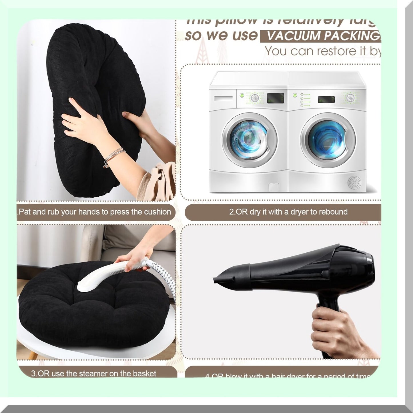 22-Inch Round Corduroy Floor Cushions - Set of 2 | Large Circle Chair Pillows for Tatami Sofa, Living Room, Outdoor Seating | Black Round Cushion for Floor Sitting